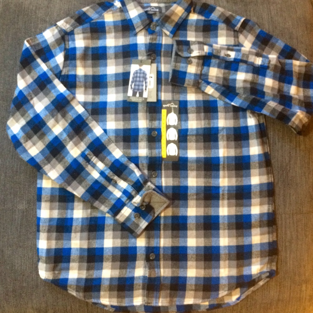 Eddie Bauer Blue Plaid Flannel Layer Shirt